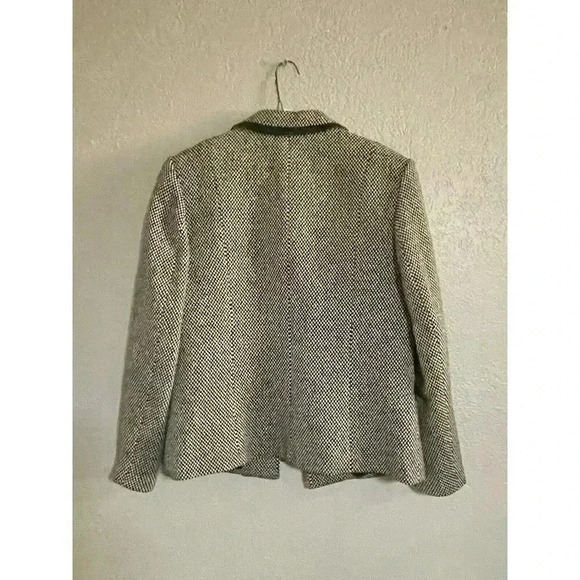 Talbots 8P Wool Blend Womens Blazer Professional Office Wear Tan Black - Picture 3 of 7